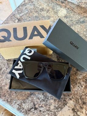 Quay Australia Black Oversized Shield Sunglasses